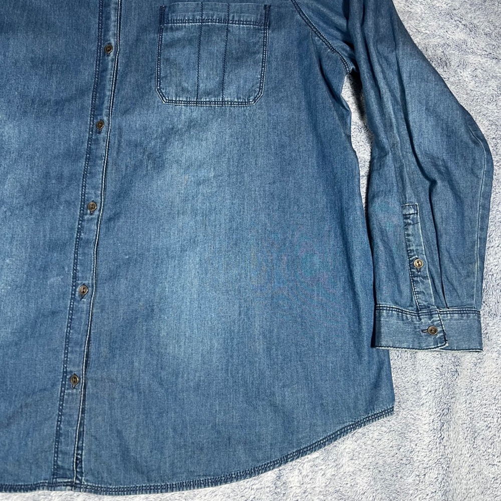 J. Jill Denim Button Down Shirt Womens XL Blue Cotton Long Sleeve Pocket - Picture 6 of 16